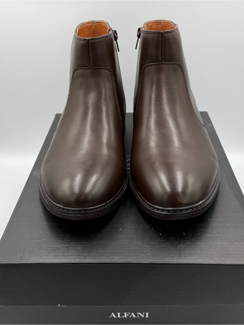 Alfani Men's Brown Leather Chukka Zip Boots-NIB - Picture 4 of 8